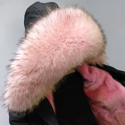 OFTBUY,, норка, ондатра, натуральный мех, пальто, зимняя куртка, Женская парка, натуральный мех енота, воротник, капюшон, длинная, толстая, теплая, уличная одежда - Цвет: Mid-Calf (108cm)