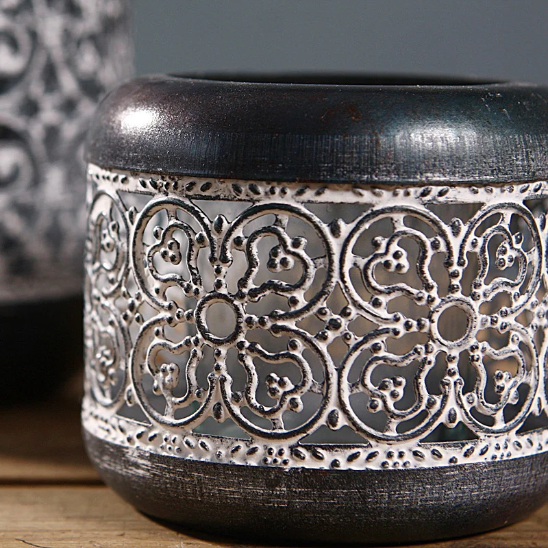 Индивидуальный Железный подсвечник в марокканском стиле ретро черный