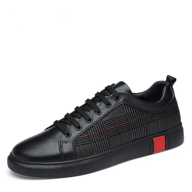 Men Genuine Leather Casual Shoes Lace Up New Fashion Sneakers Rubber Sole Non-slip Flats Size 36-46 | Обувь