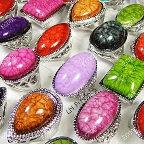 Женские кольца с серебряным покрытием 8 шт. в партии модные разноцветные большим