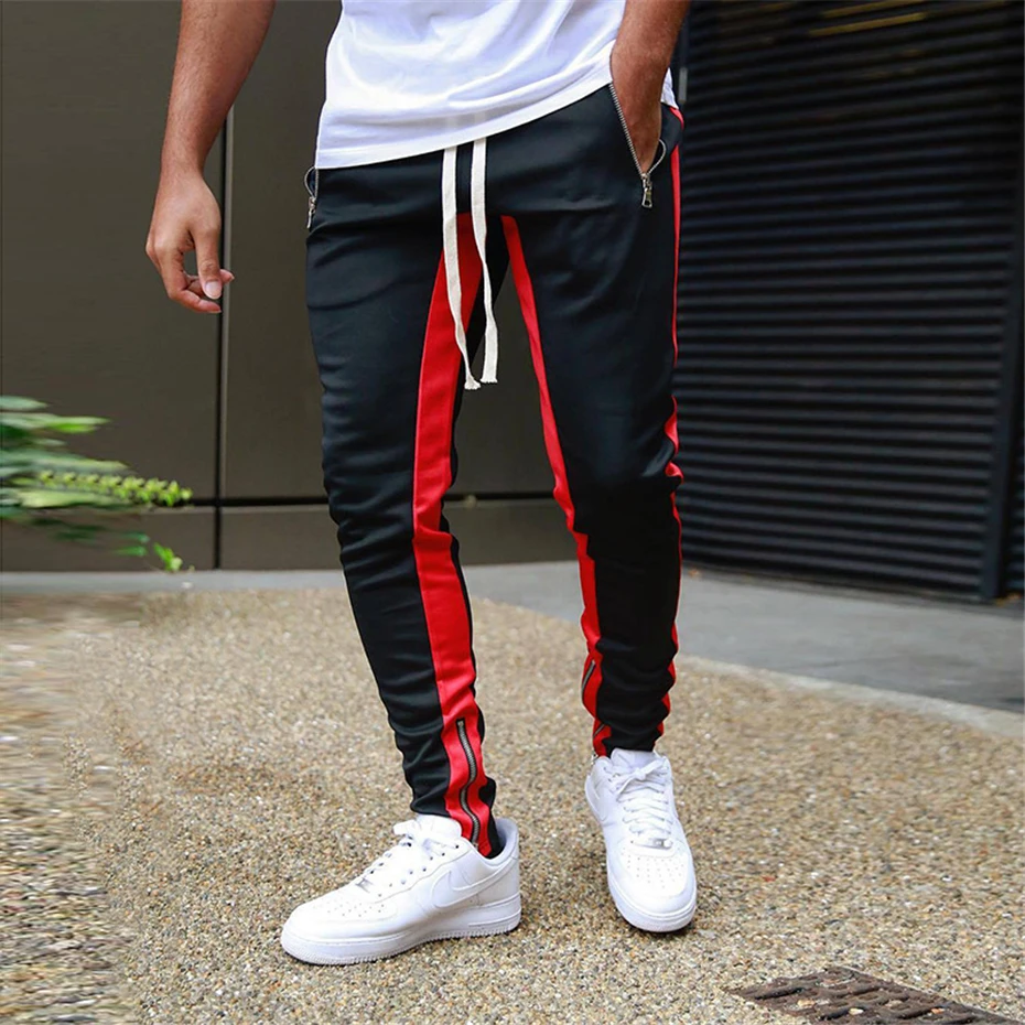 Stripe Joggers Штаны Для мужчин осень Повседневное спортивные штаны мужские туфли до лодыжки на молнии Узкие брюки одежда в стиле хип-хоп WG314
