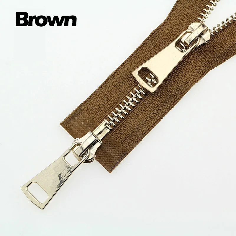 Brown 5# разъемная застежка-молния двойными собачками good Market 60/70/80/90/100/120/150 см автоматический металлический замок розовое золото застежка-молния - Цвет: Brown