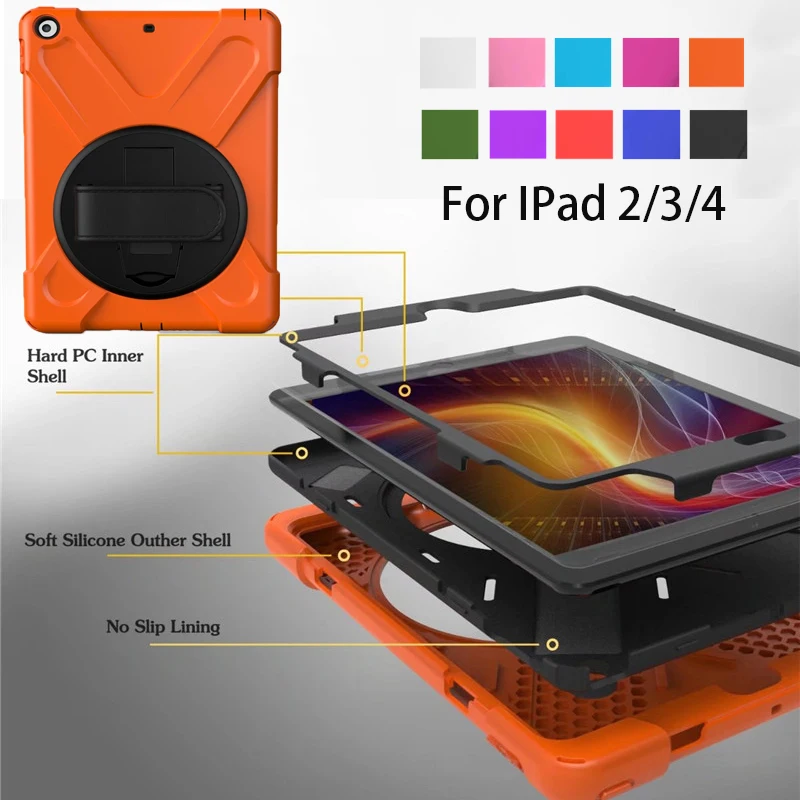 Для iPad 2/3/4 противоударный Детский защитный чехол для iPad2/3/4 Heavy Duty силиконовый