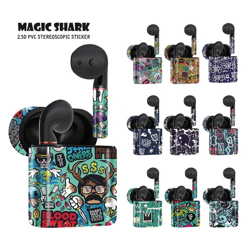 Magic Shark Fashion граффити череп Водонепроницаемый ПВХ без выцветания чехол наклейка