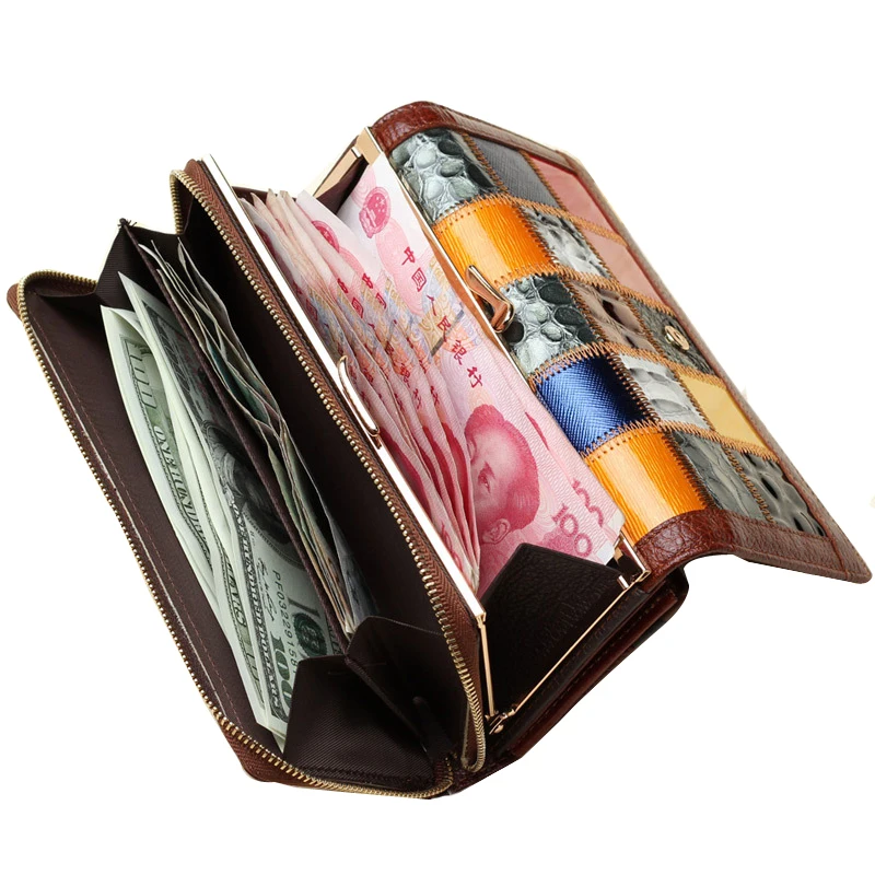 3 сложения модные женские кошельки из натуральной кожи Лоскутная застежка карман