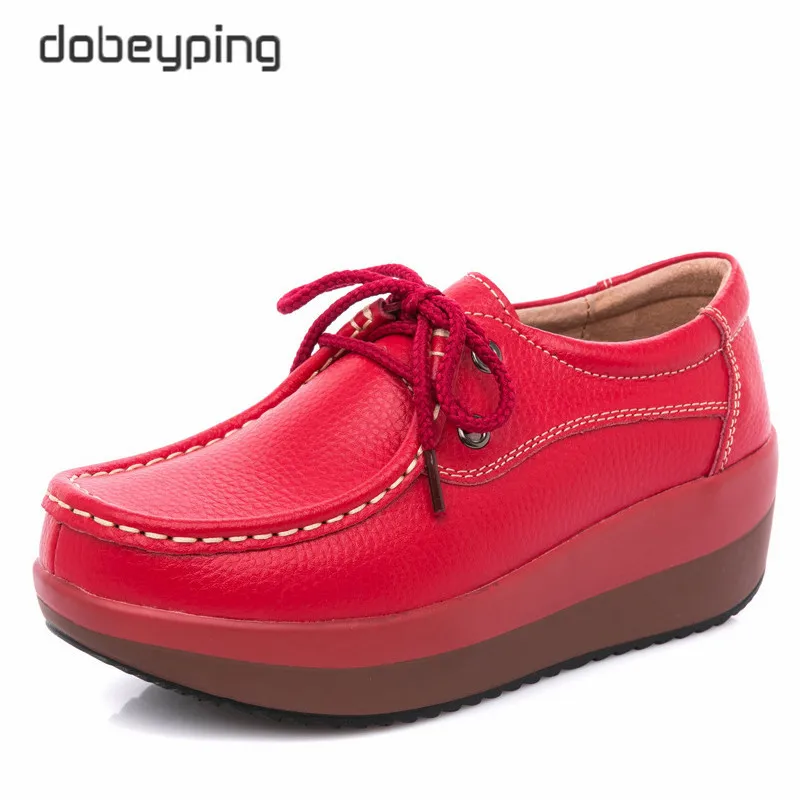 Туфли dobeyping женские из натуральной кожи Мокасины обувь на плоской платформе