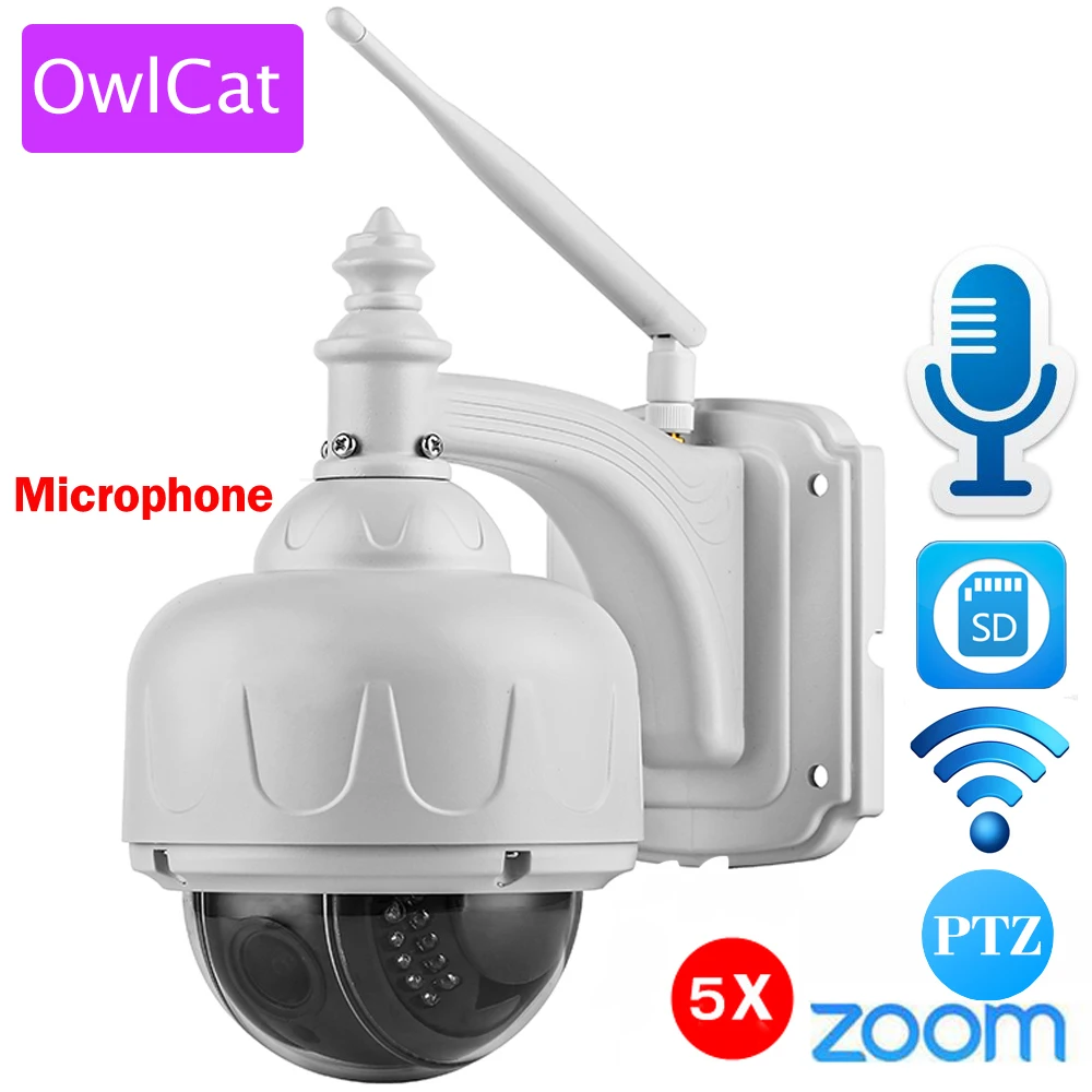 OwlCat открытый Водонепроницаемый Street Пуля IP Камера Беспроводной Wi-Fi аудио-видео Камера с 128G слот для карты SD и Onvif