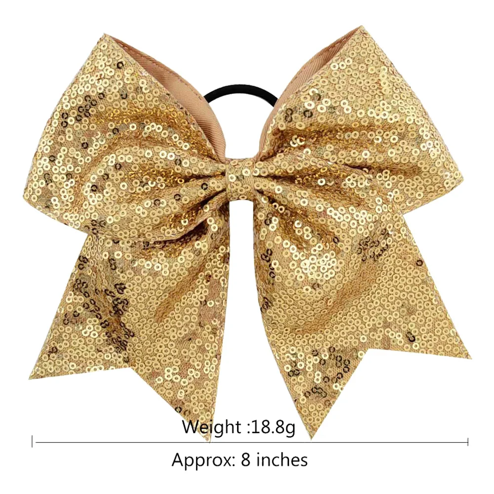 Блестящие блестящие банты для девочек 12 шт. 8 дюймов с блестками хвостиком