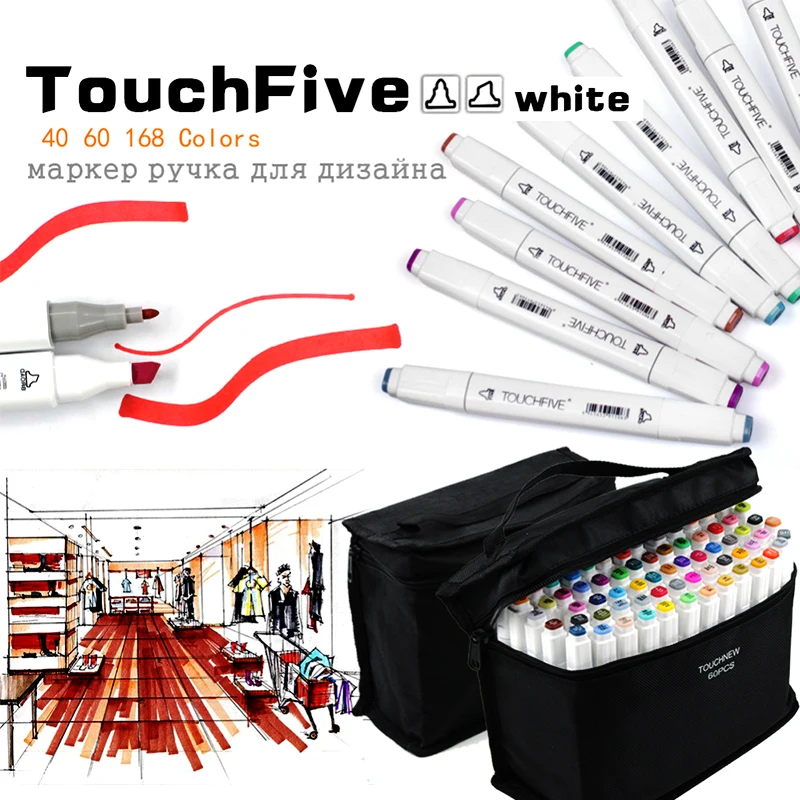 TOUCHFIVE 30/40/60/80/168 цветов двойная головка художественные маркеры авторучка масляные