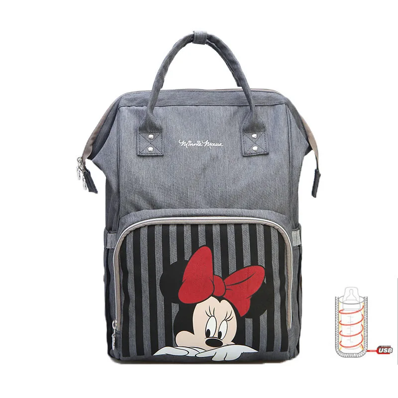 Хаки Сумка для подгузников disney, рюкзак для мамы, USB бутылочка с подогревом, Детская сумка для мамы, сумка для подгузников для мамы, мокрая Большая вместительная сумка для мамы - Цвет: Хаки