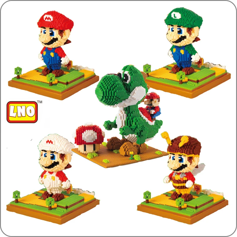 Новая игра Super Mario Luigi Yoshi Monster Fire Bee игрушка Пикачу DIY Мини здание алмаз нано