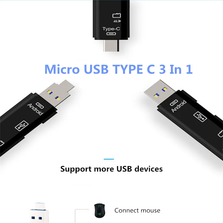 Все в 1 USB 3,1 кард-ридер высокоскоростной SD TF Micro SD кард-ридер Тип C USB C Micro USB память OTG кард-ридер