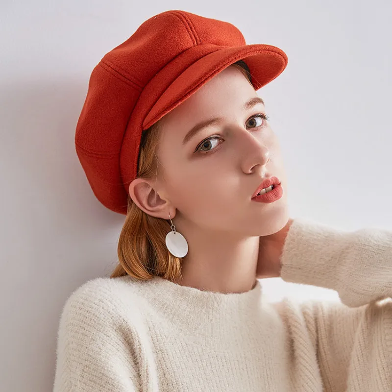 

Korean Pure Color Beret Hat Retro All-match Painter Men Women Autumn Winter Woolen Cap Girl Vintage Warm High Fashion Caps H6722