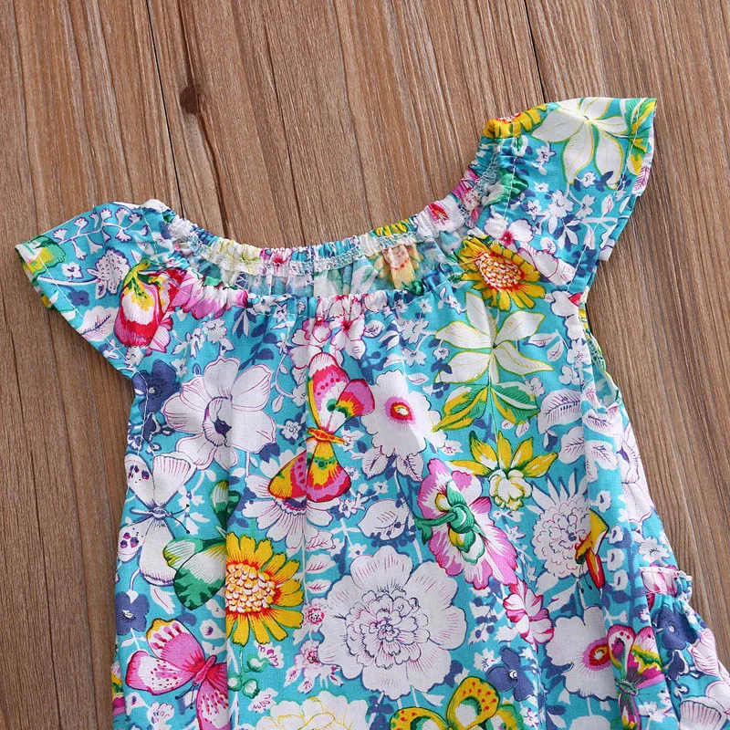 Лето 2017 г. новорожденных Милая одежда для малышей с принтом девочек О-образный