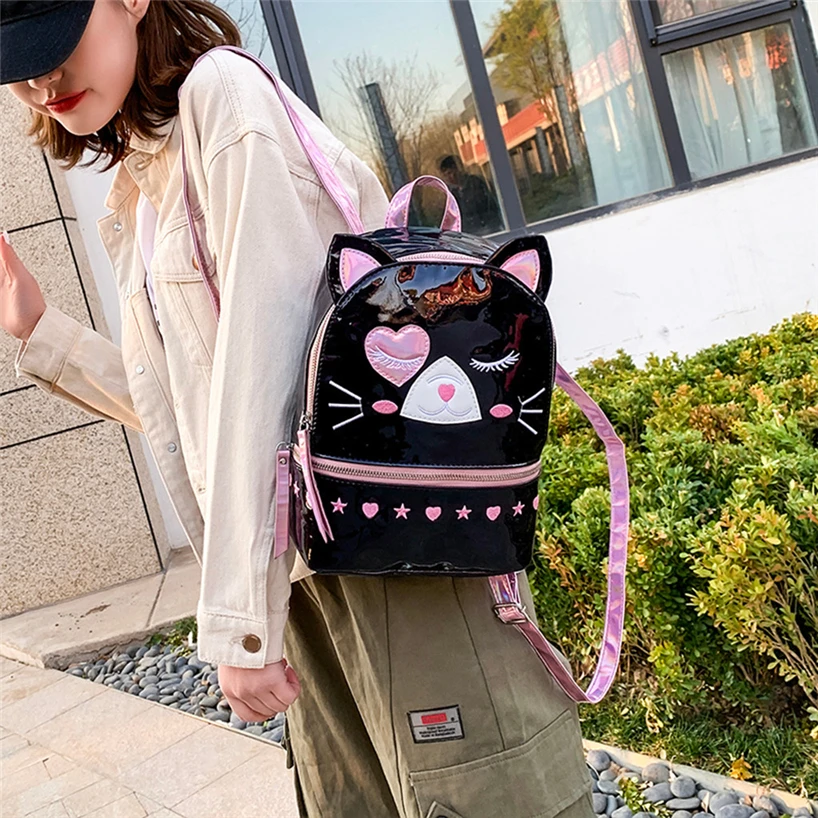 Aelicy милый кот мультфильм рюкзаки для женщин Мода Новые милые школьные сумки для девочек мода лазер личности лазерные рюкзаки водонепроницаемый