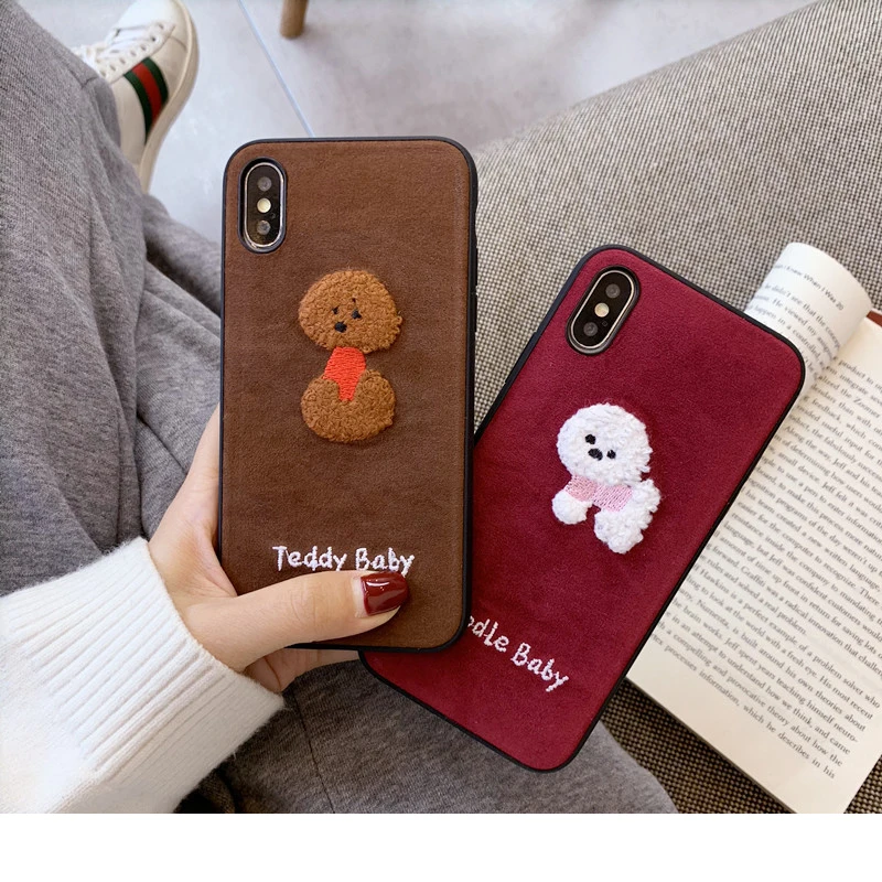 GlamPhone чехол с мультяшной вышивкой собака чехол для телефона для iphone XS Max XR XS 8 8plus 7 7plus 6/6S Plus плюшевая задняя крышка