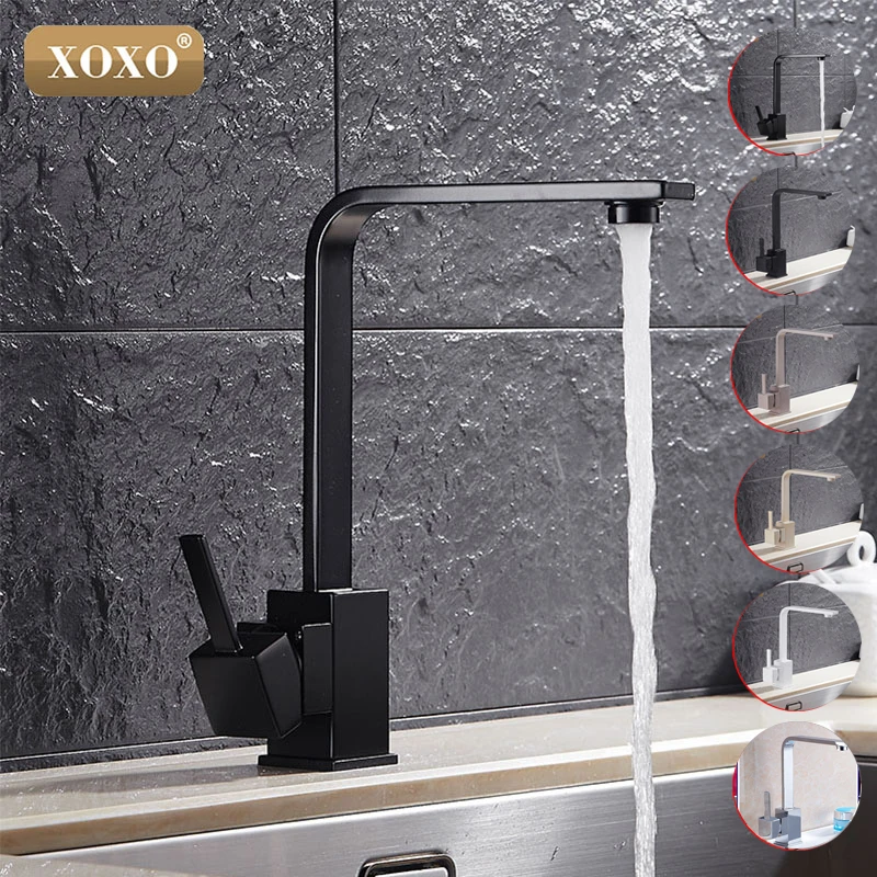 

XOXO Free Shipping Polished Black Brass Swivel Kitchen Sinks Faucet 360 degree rotating Kitchen Mixer Tap 83030H