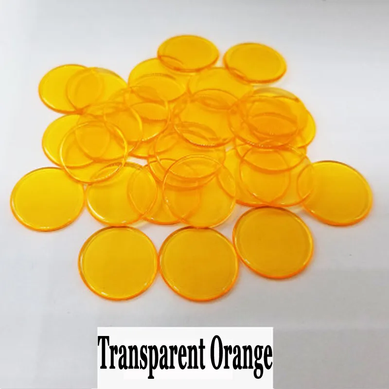 Transparent Orange 100 шт 19 мм фишки для бинго, маркеры для игры в бинго, пластиковые карты для классных детских и карнавальных игр в бинго - Цвет: Transparent Orange