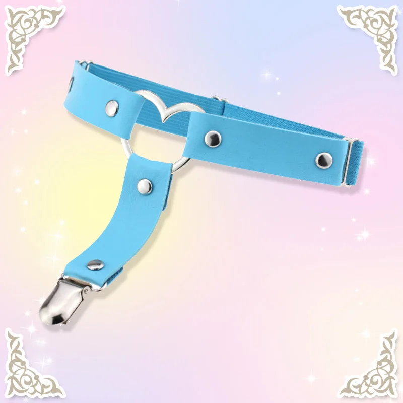 Single Buckle - Blue Женские популярные сексуальные Харадзюку каваи из искусственной кожи подвязки ремень панк кожа подвязки ноги кольцо жгут подарки регулируемый размер - Цвет: Single Buckle - Blue
