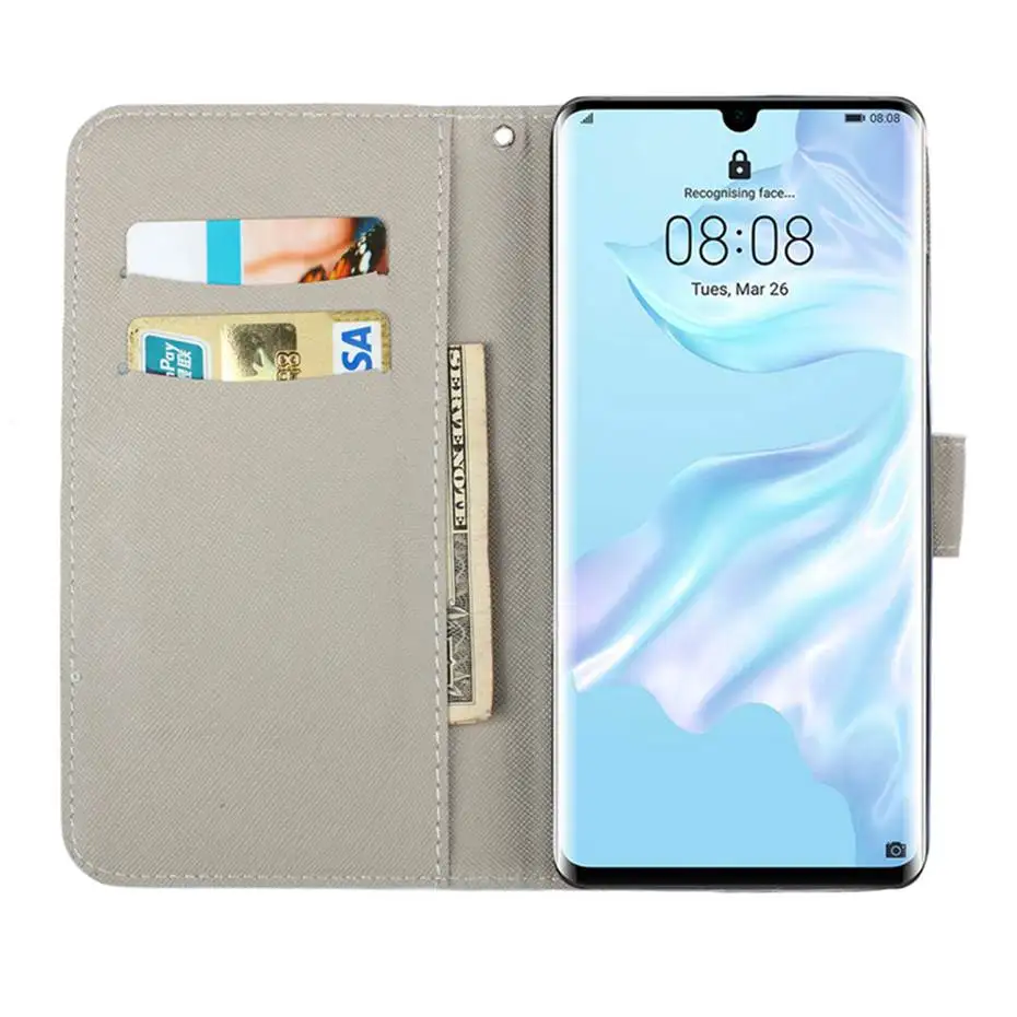3D лазерный флип-чехол из искусственной кожи для Huawei P30 P10 P20 Mate 10 20 X Pro Lite P Smart Y9 2019