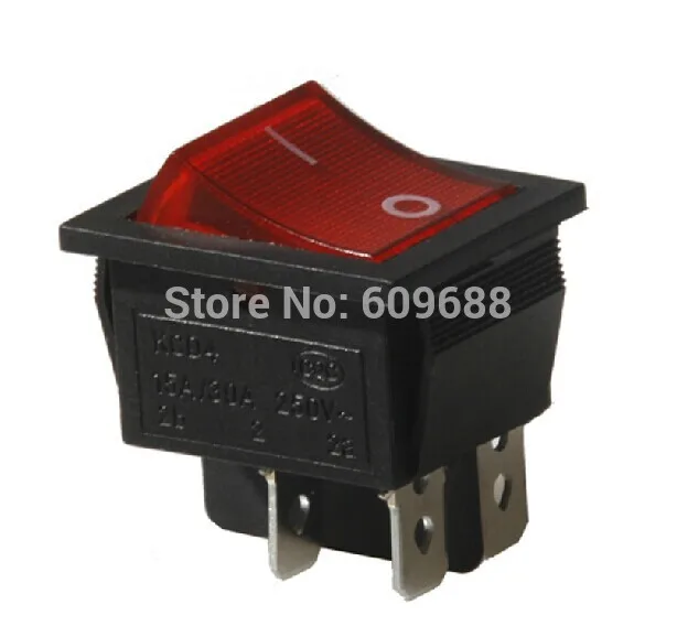 Серебристый мини-кулисный переключатель KCD4 с контактной подсветкой лодочный 4