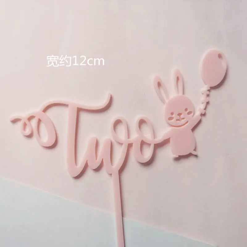 2pc pink rabbit Ins кролик медведь поезд украшение кролик шар Торт Топперы день рождения для детей мальчик девочка Свадьба выпечки милые подарки - Цвет: 2pc pink rabbit