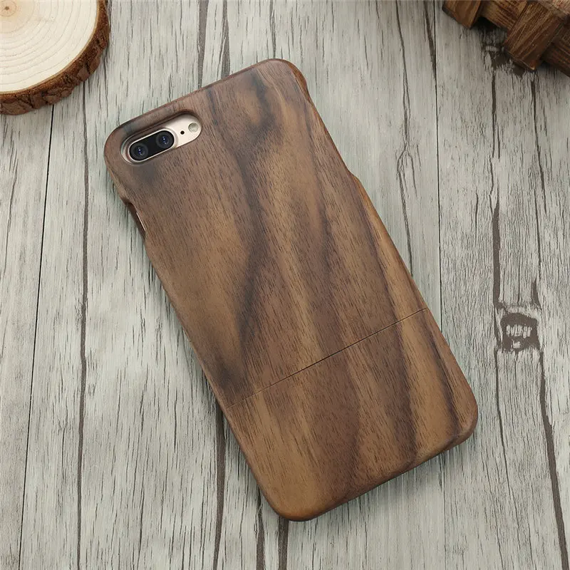 Чехол KISS 2 в 1 чехол для iPhone 7 8 Plus чехол из натурального дерева жесткий защитный чехол для iPhone 7 8 Plus съемный Ультратонкий чехол - Цвет: Walnut