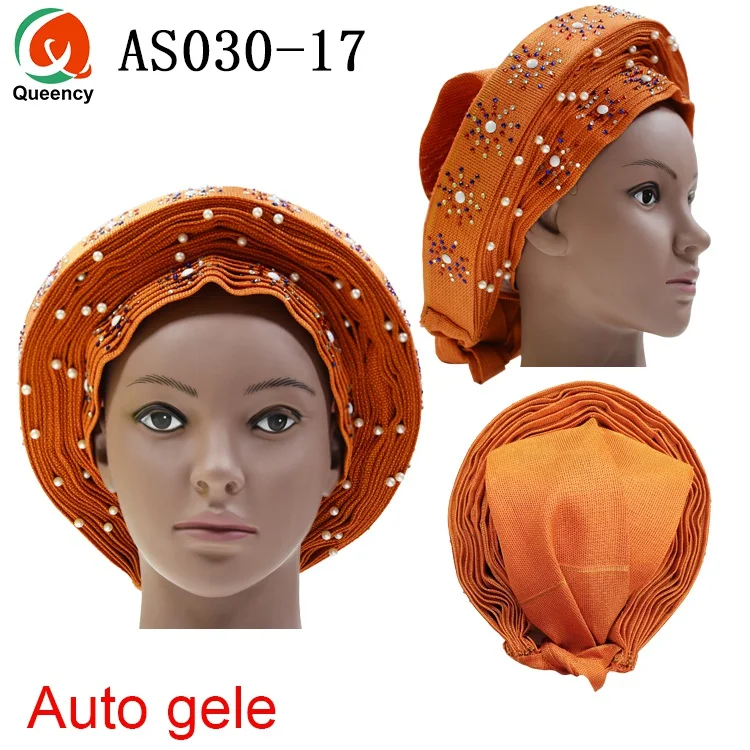 orange Queency африканские готовые дамы Aso oke материал авто-геле Headtie многоцветные доступны DHL AS030 - Цвет: orange