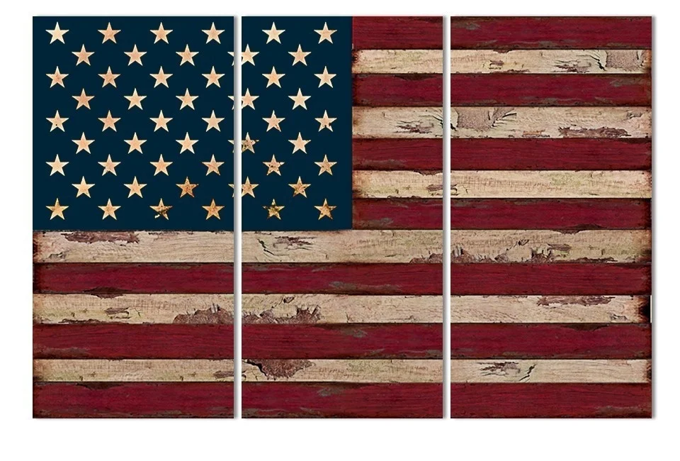 

3Panel American USA United States of America Flag Canvas Wall Art Print On canvas painting Home Decor Picture Modular