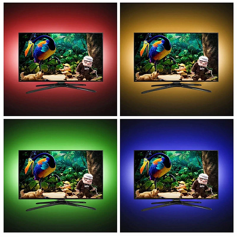 Светодиодная лента гибкая светящаяся RGB для подсветки телевизора 5 В 4x50 см/2x50 см