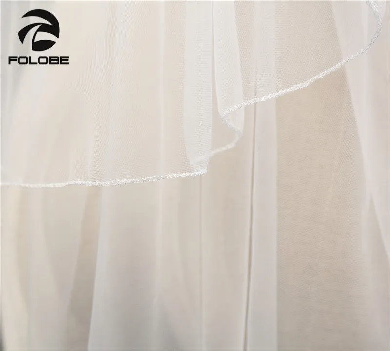 Лидер продаж простые двухслойные короткие тюлевые свадебные вуали белого цвета