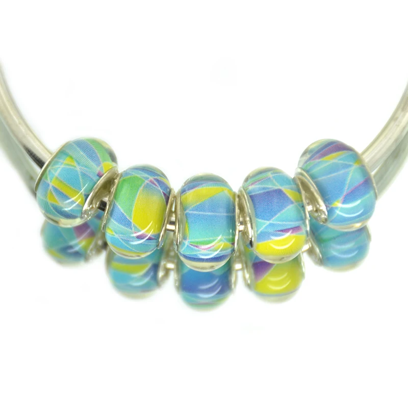 Бесплатная доставка европейские стеклянные бусины с большими отверстиями в