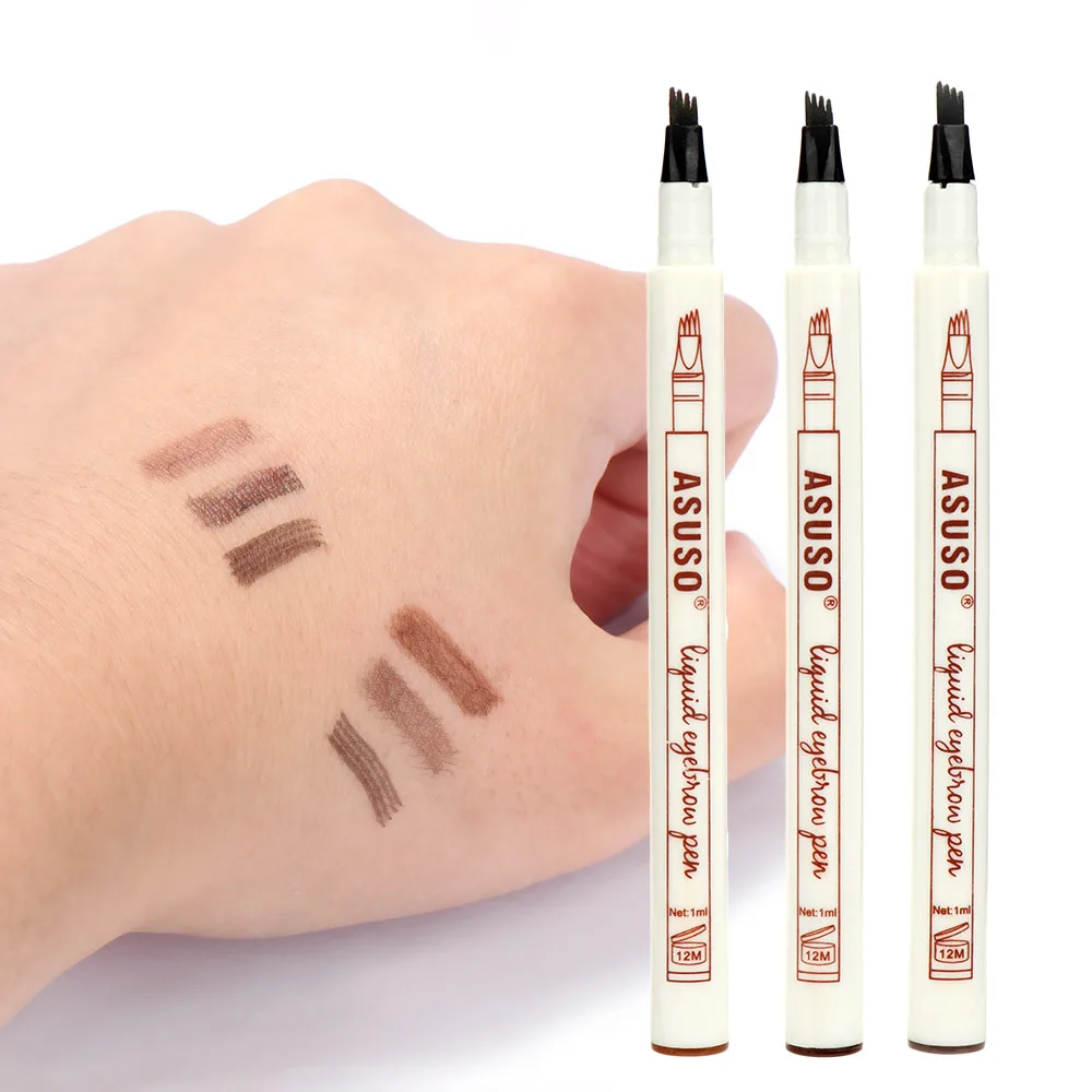 Hot Sale Eyebrow Tattoo Pen Waterproof Eye Makeup 3 Colors Easy Use Deep Color Pencil | Красота и здоровье