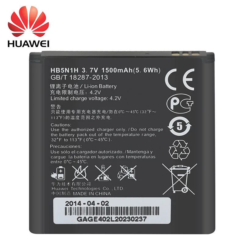Huawei оригинальный аккумулятор HB5N1/HB5N1H 1500 мАч для G300 G302D G305T G330C C8812 C8825D U8815 U8818 T8828 T8830