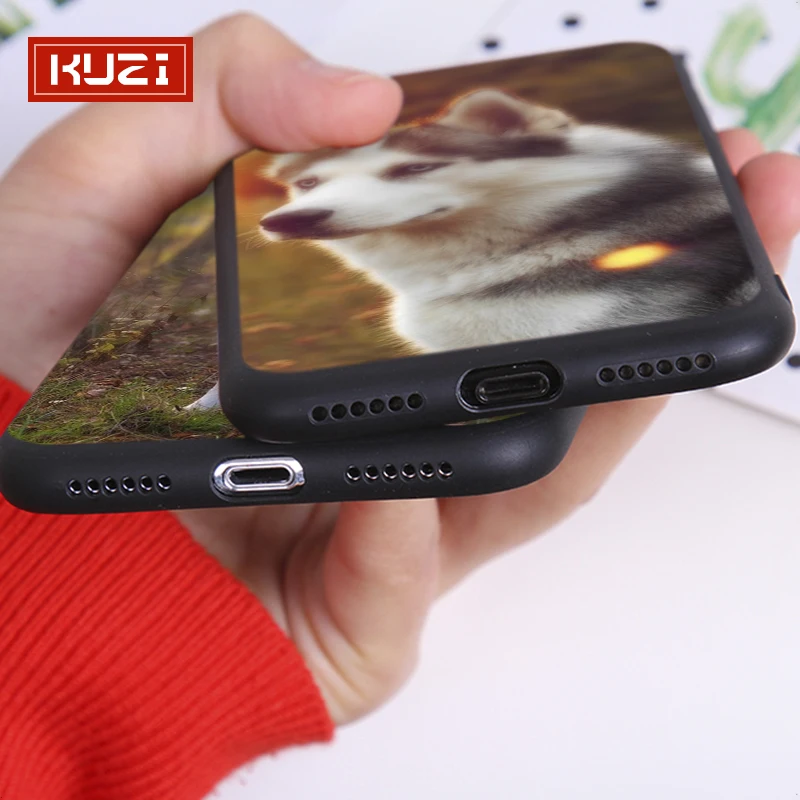 KUZI чехол для телефона с изображением собаки и Волка из мягкого ТПУ Iphone 7 Чехол 5 5S SE