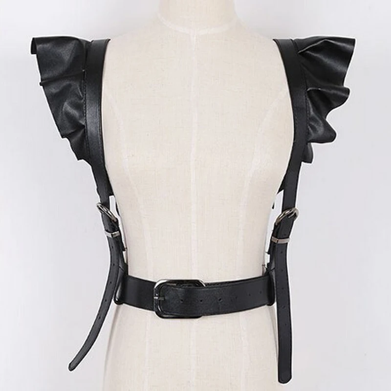 

Fashion Handmade Leather Harness Punk Gothic Body Belt Bondage Cage Shoulder Wraped Waist Sexy leather suspenders women belt