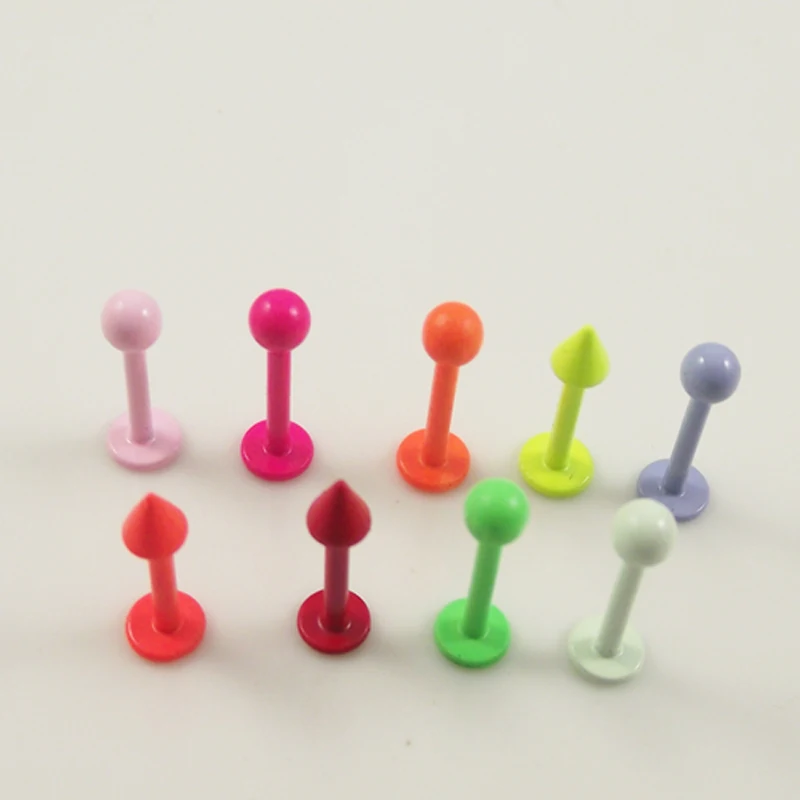 2 шт Бесплатная доставка шарик шип кольцо для губ карамельного цвета неоновые