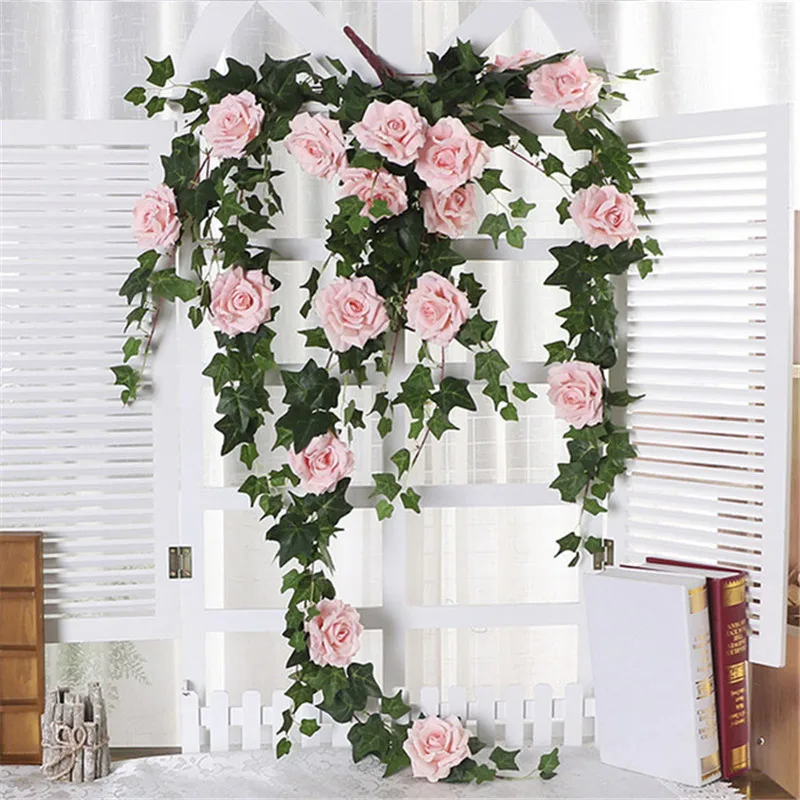 120cm Hanging rattan Имитация роз ротанга Свадебные стены фон украшения искусственный цветок отель Добро пожаловать фестиваль вечерние украшения стен - Цвет: 120cm Hanging rattan