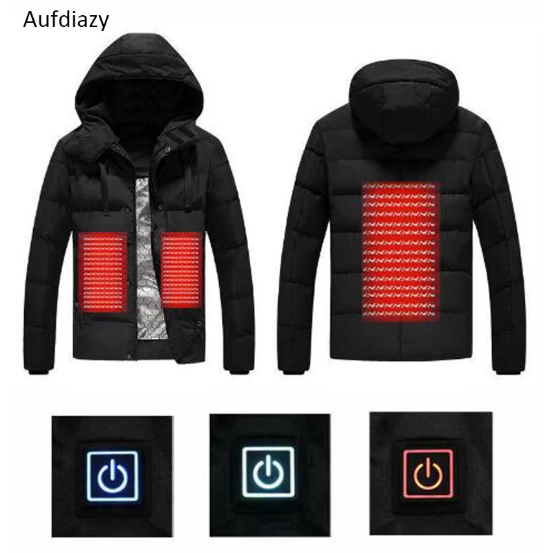 Aufdiazy мужской зимний USB нагревательный Электрический жилет тепловой Открытый Ветровка скалолазание лыжный Кемпинг Треккинг черное пальто 5XL IM019