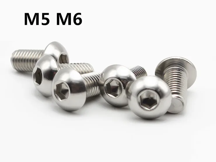 

Крепежные винты M5 M6 с внутренним шестигранником и круглой головкой, нержавеющая сталь 304, винт с шестигранной головкой
