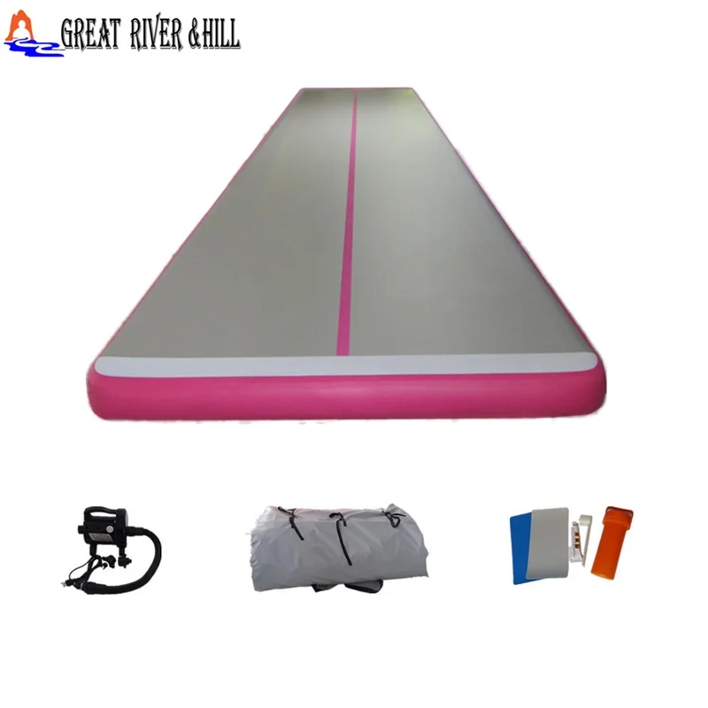 

Great river hill gymnastic mat inflatable air track waterproof pink 6m x 1.65m x 10cm