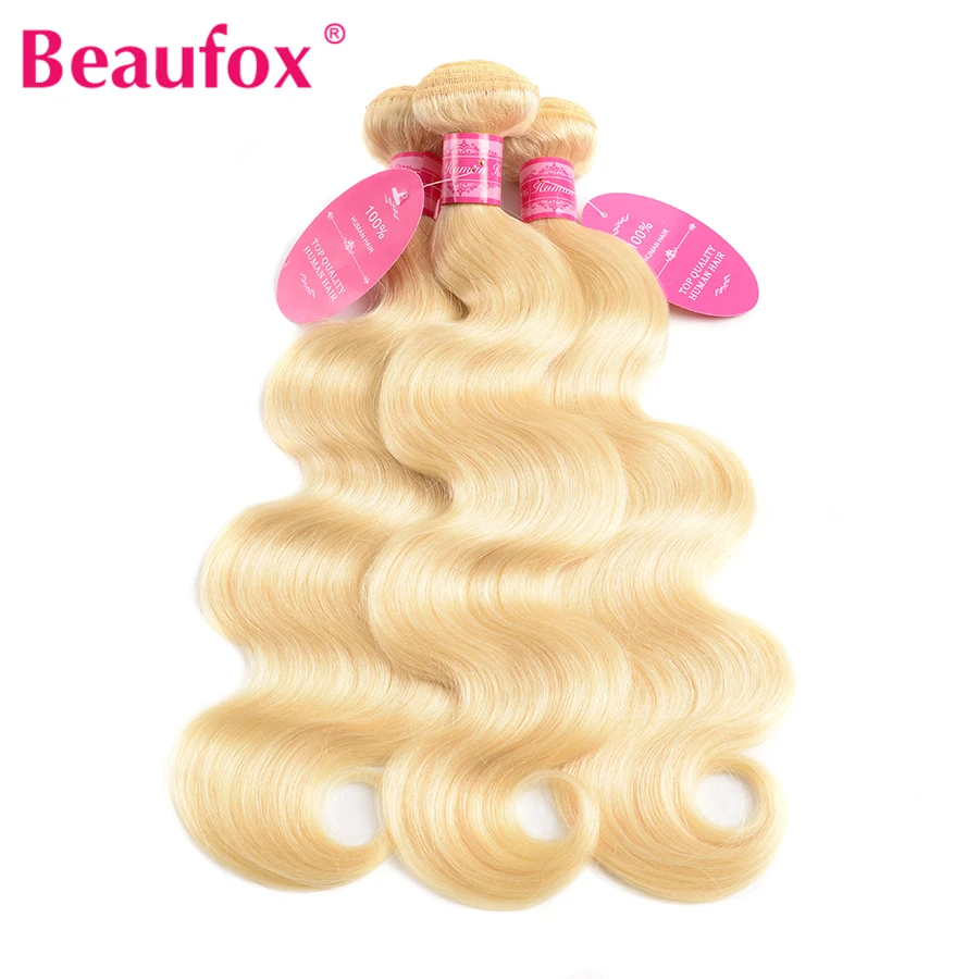 Beaufox Blonde 613 пучки волос плетение волнистые 100% малазийские человеческие волосы Remy