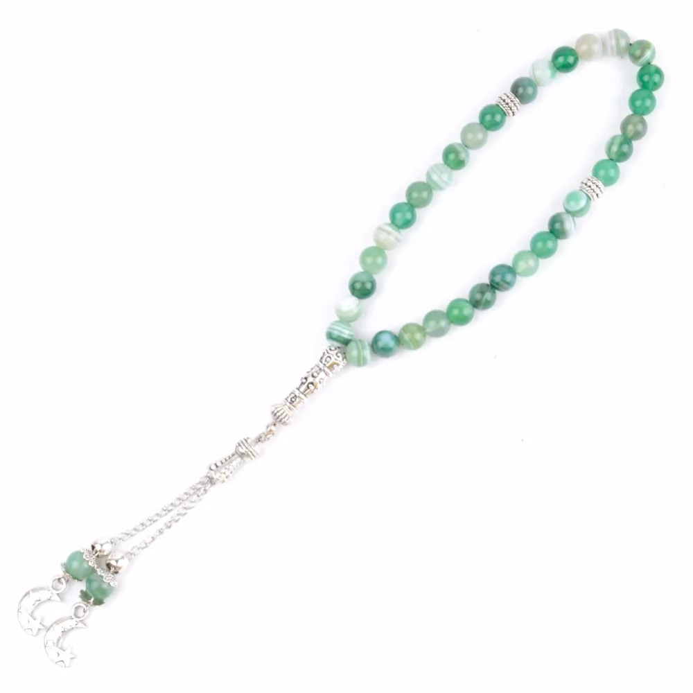 Женский и мужской браслет Tasbih мусульманский из 33 бусин с четками 8 мм натуральный