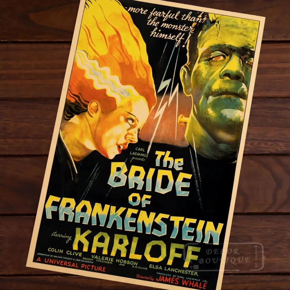 Пленка The Bride of Frankenstein Karloff ценная винтажная Картина на холсте в стиле ретро рамка