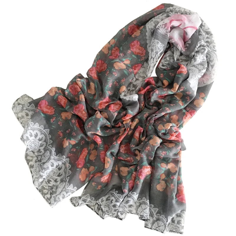 2019 модные весенние легкие женские пляжные длинные большие шарфы с принтом кошки