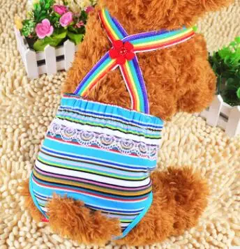 Blue strip Хлопковые полосатые штаны на подтяжках для собак, физиологическое нижнее белье для домашних животных, обтягивающие гигиенические штаны, трусы, комбинезоны, штаны для собак, кошек, одежда - Цвет: Blue strip