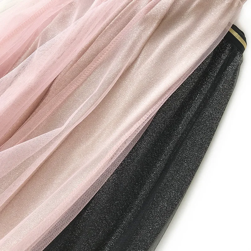 

High Waist Slim Mesh Fish Tail Skirt Women 2019 Summer Autumn Korean Big Swing Skirts Metallic Long Black Tulle Skirt