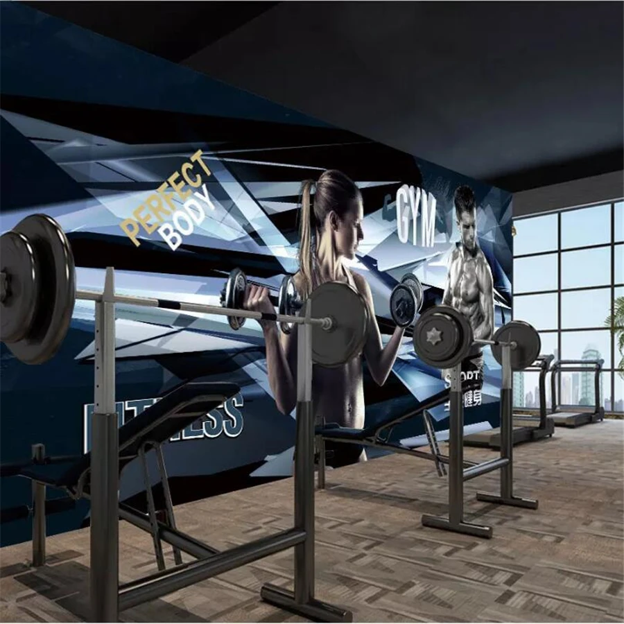 wellyu Custom wallpaper 3d stereo photo murals sports fitness decorative painting TV background wall living room mural | Обустройство