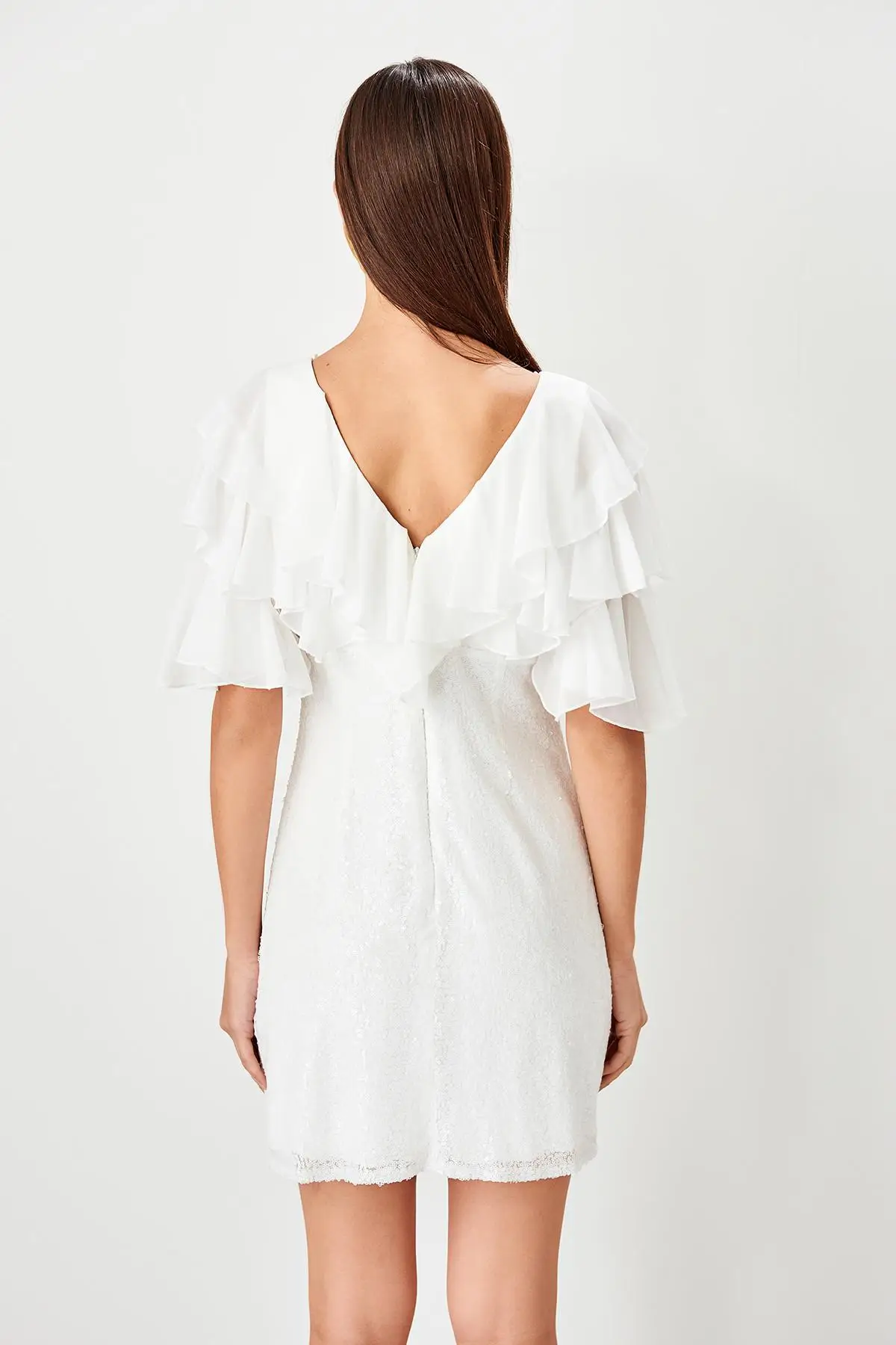Trendyol белое платье с блестками TPRSS19UZ0123|Женские платья| |