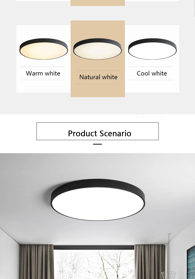 Minimalist Black/White art modern led ceiling lights for bedroom kids room Round square led home indoor ceiling lamp Fixture